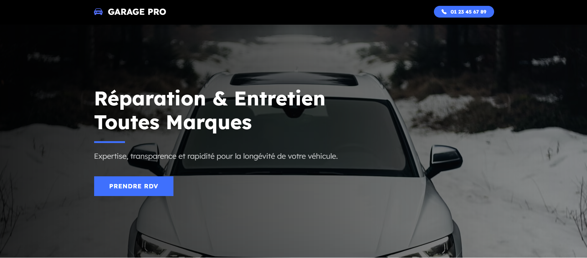 Aperçu du site : Mon Garage